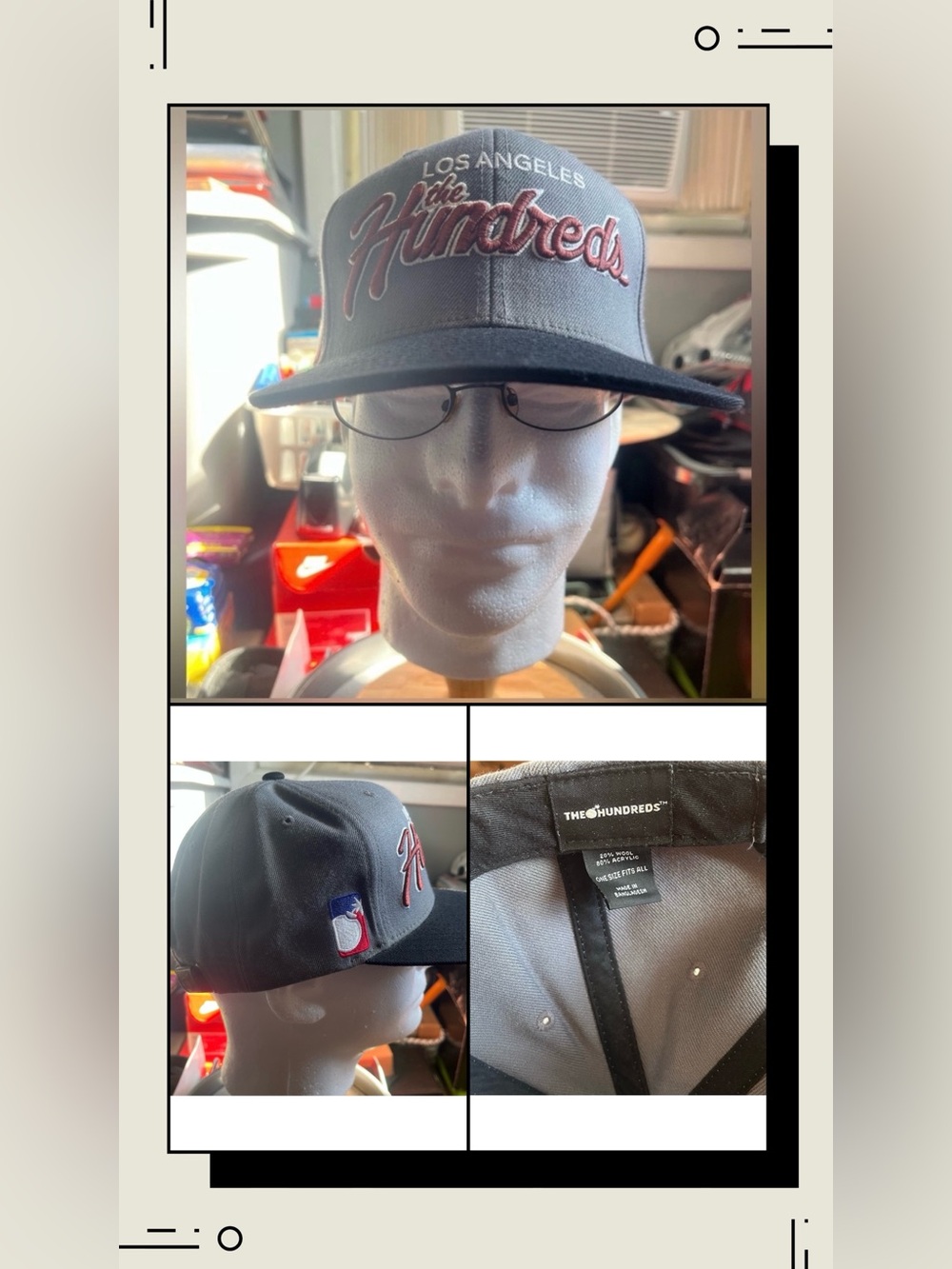 The Hundreds Los Angeles Cap Adjustable Retro Black & Grey Adam Bomb Raider Hat